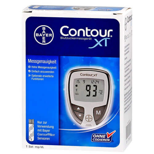 Bayer Contour XT Set Blutzuckermessgerät mg dL